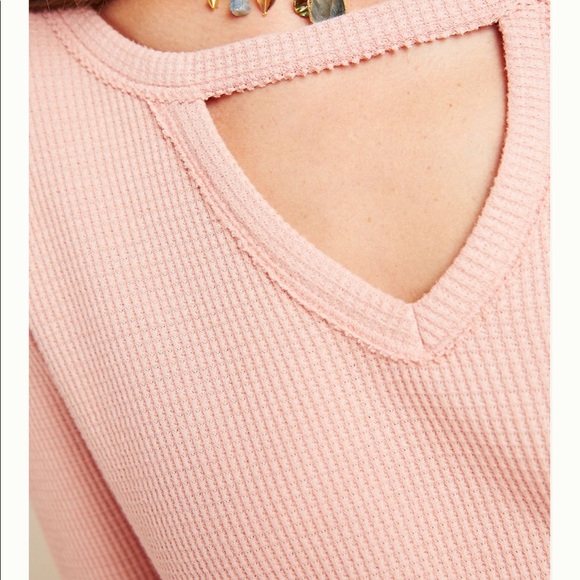 Anthro T.La Nadia Cut-out waffle tunic size M - Picture 3 of 9